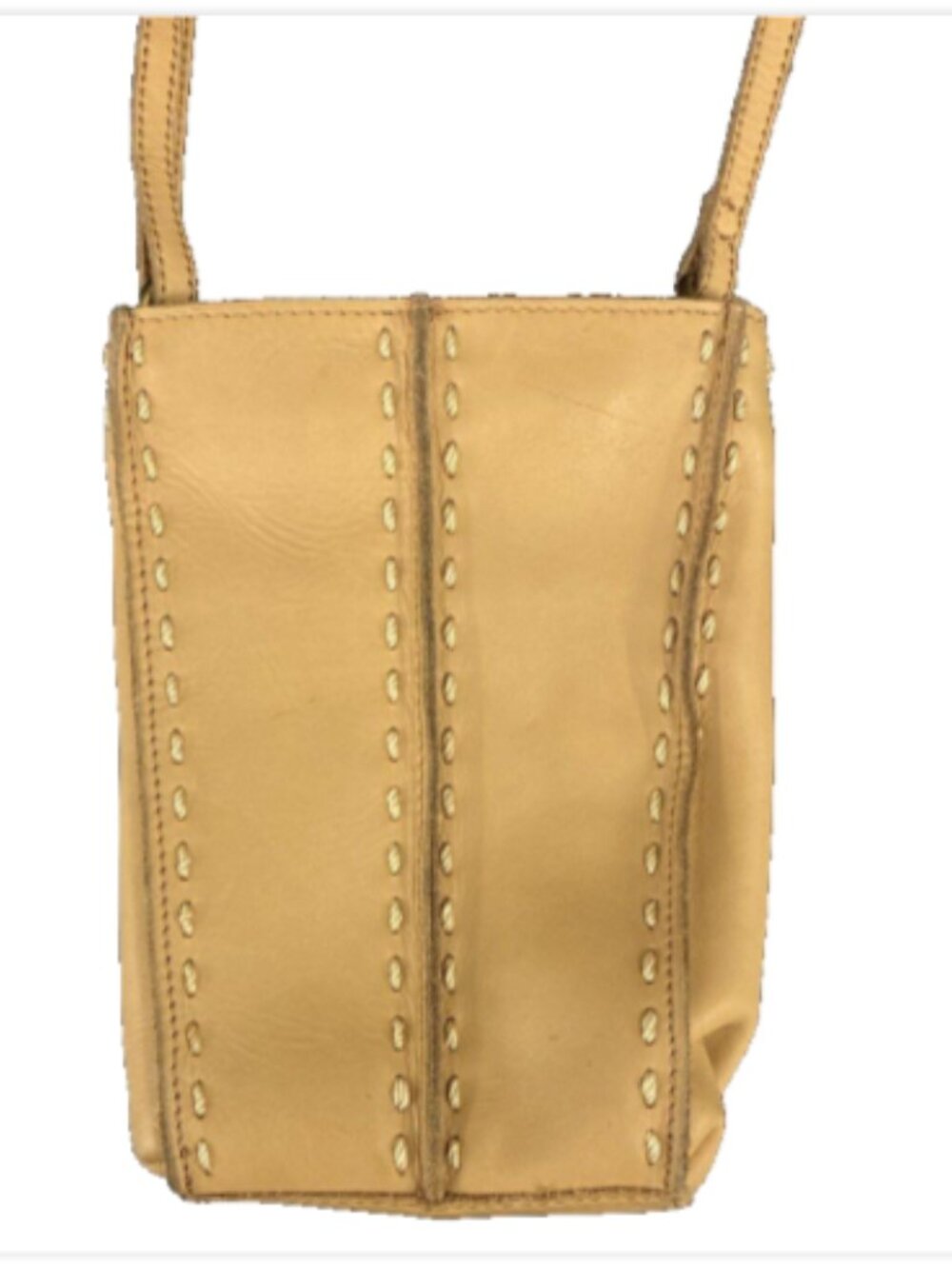 The Sak Tan Leather Mini Crossbody Purse Organizer Phone Bag - Picture 2 of 8